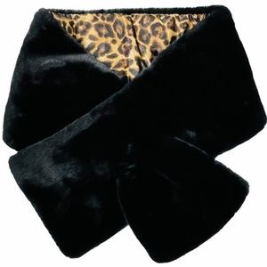 WHBM Signature Leopard Black Stole Neck Scarf